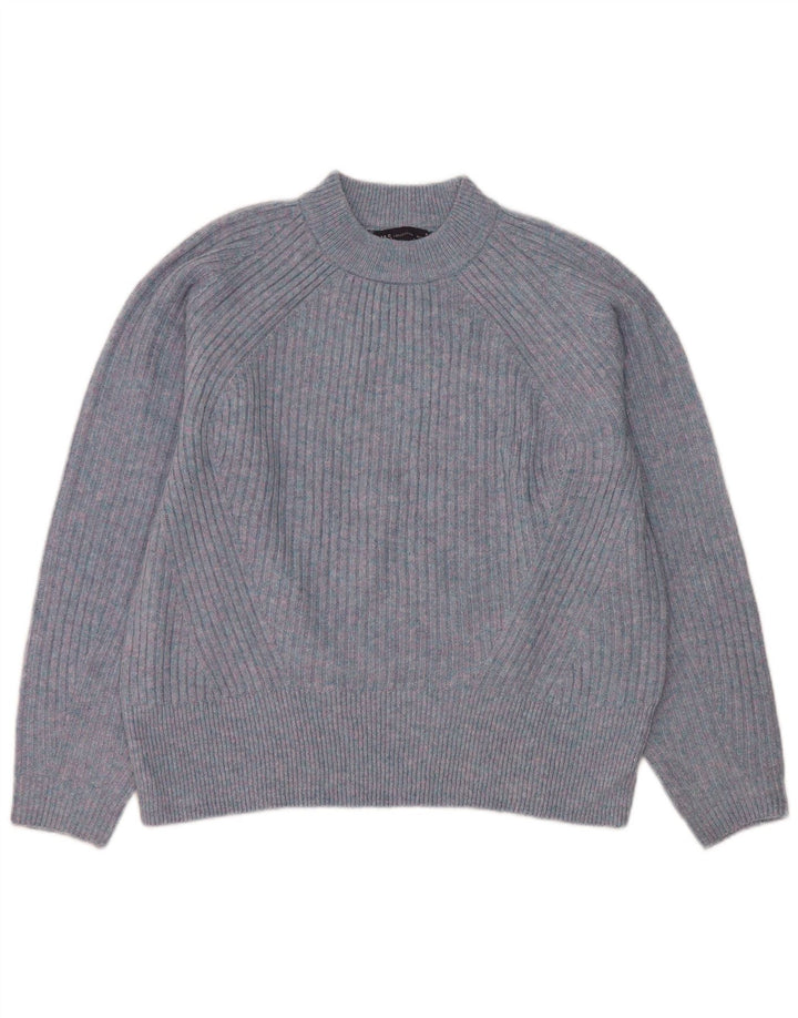 Marks & Spencer Womens Turtle Neck Jumper Sweater UK 14 Medium Blue Flecked