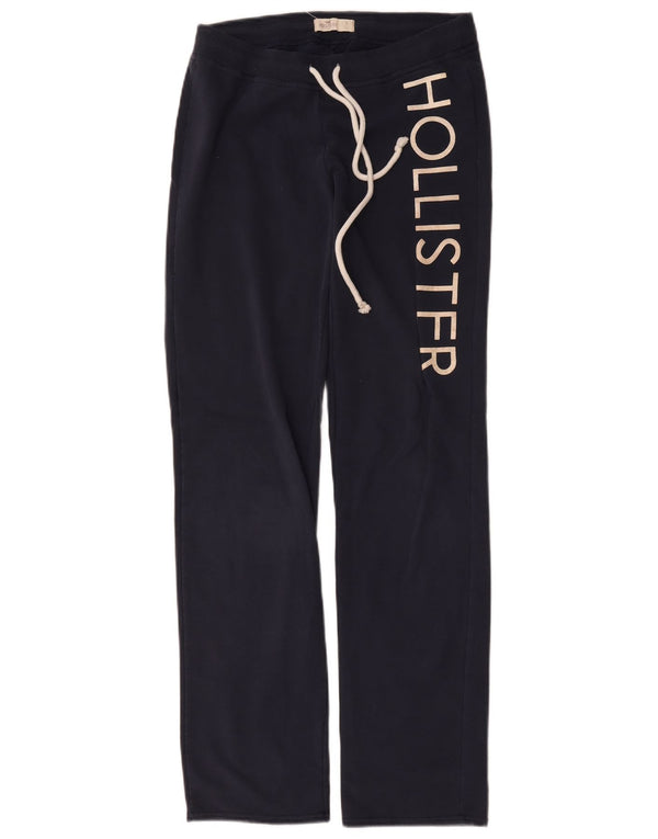 Hollister Womens Graphic Tracksuit Trousers UK 10 Small Navy Blue Cotton