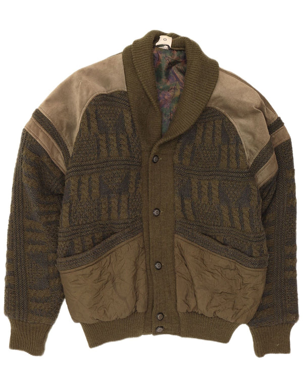 Maglione cardigan da uomo Angelo Litrico IT 52/54 Large Khaki Colourblock