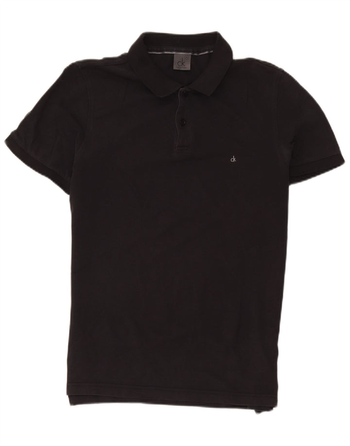 CALVIN KLEIN Mens Polo Shirt Medium Black Cotton