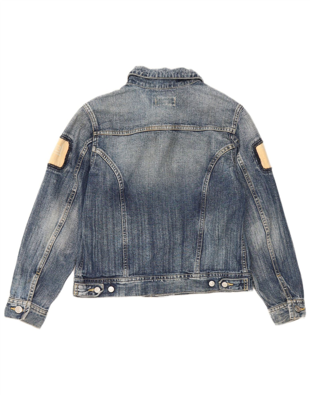 DIESEL Boys Graphic Denim Jacket 10-11 Years Medium Blue Colourblock
