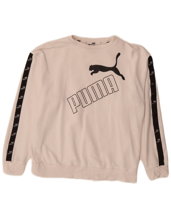 Felpa grafica da donna Puma UK 16 Large White Colourblock Cotton