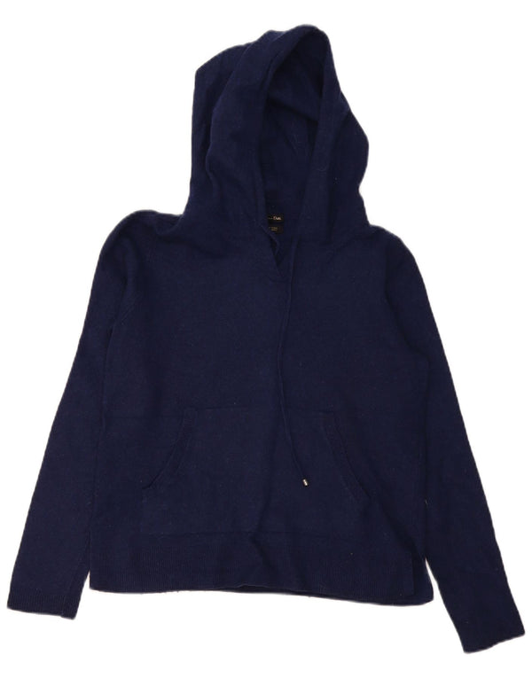 Massimo Dutti Womens Hooded Jumper Sweater UK 10 Small Navy Blue Wool