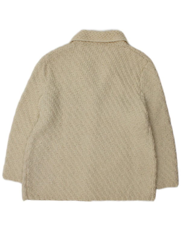 Suéter Cardigan Feminino Vintage Reino Unido 16 Grande Bege