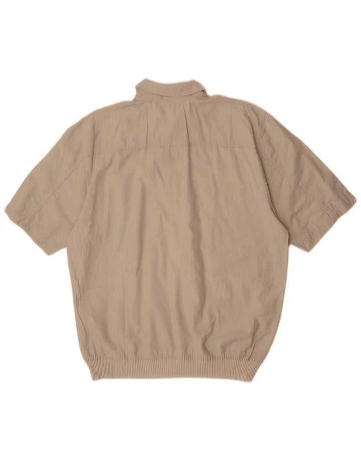 Donny & Max Mens Short Sleeve Pullover Shirt Medium Beige