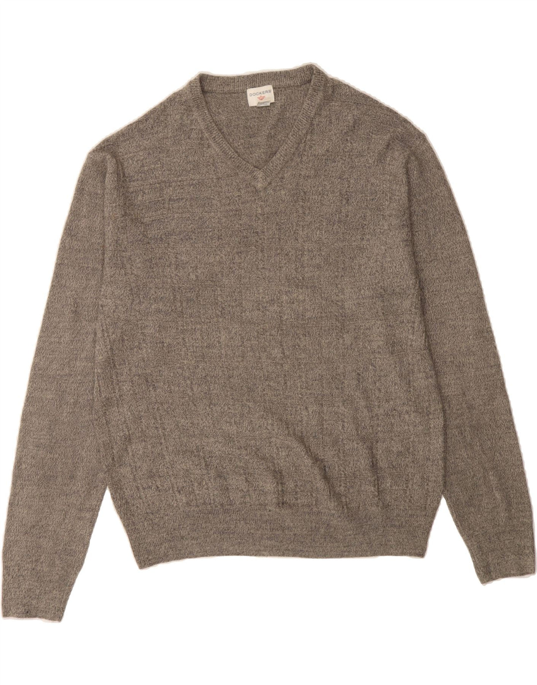 DOCKERS Mens V-Neck Jumper Sweater Large Grey Acrylic Vintage Dockers and Second-Hand Dockers from Messina Hembry 