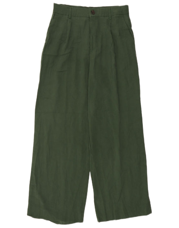 Zara Pantalon Chino Taille Haute Jambe Large Femme Small W26 L28 Vert