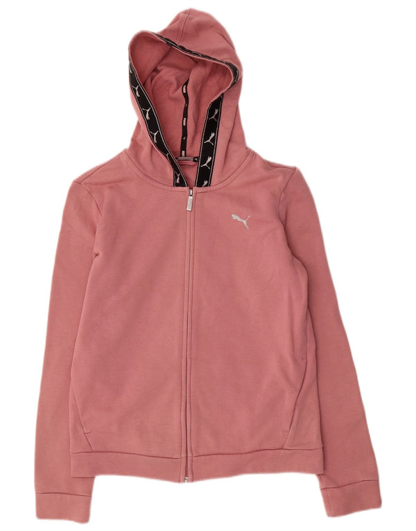 Felpa con cappuccio e zip grafica da donna Puma UK 14 Large in cotone color block rosa