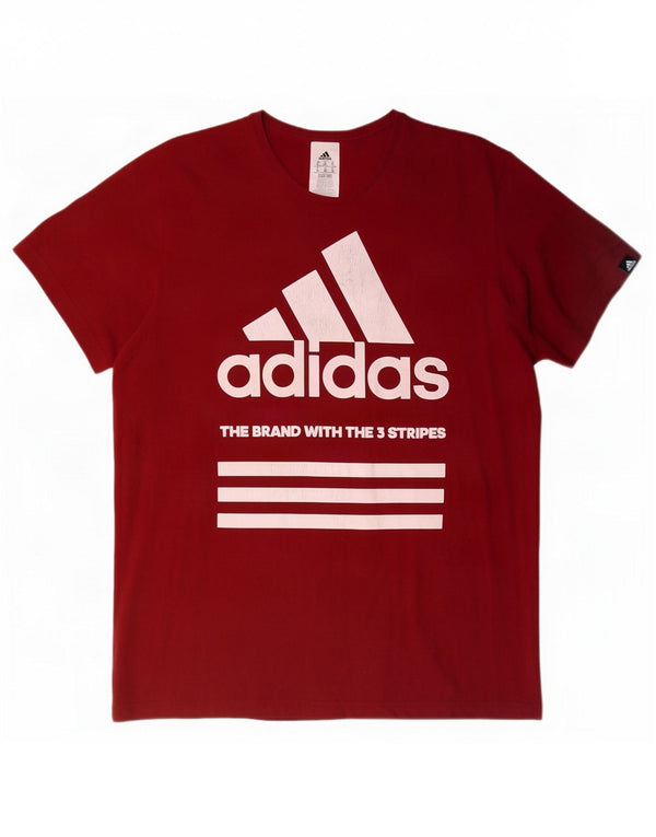 Adidas Mens Graphic T-Shirt Top XL Rouge Coton