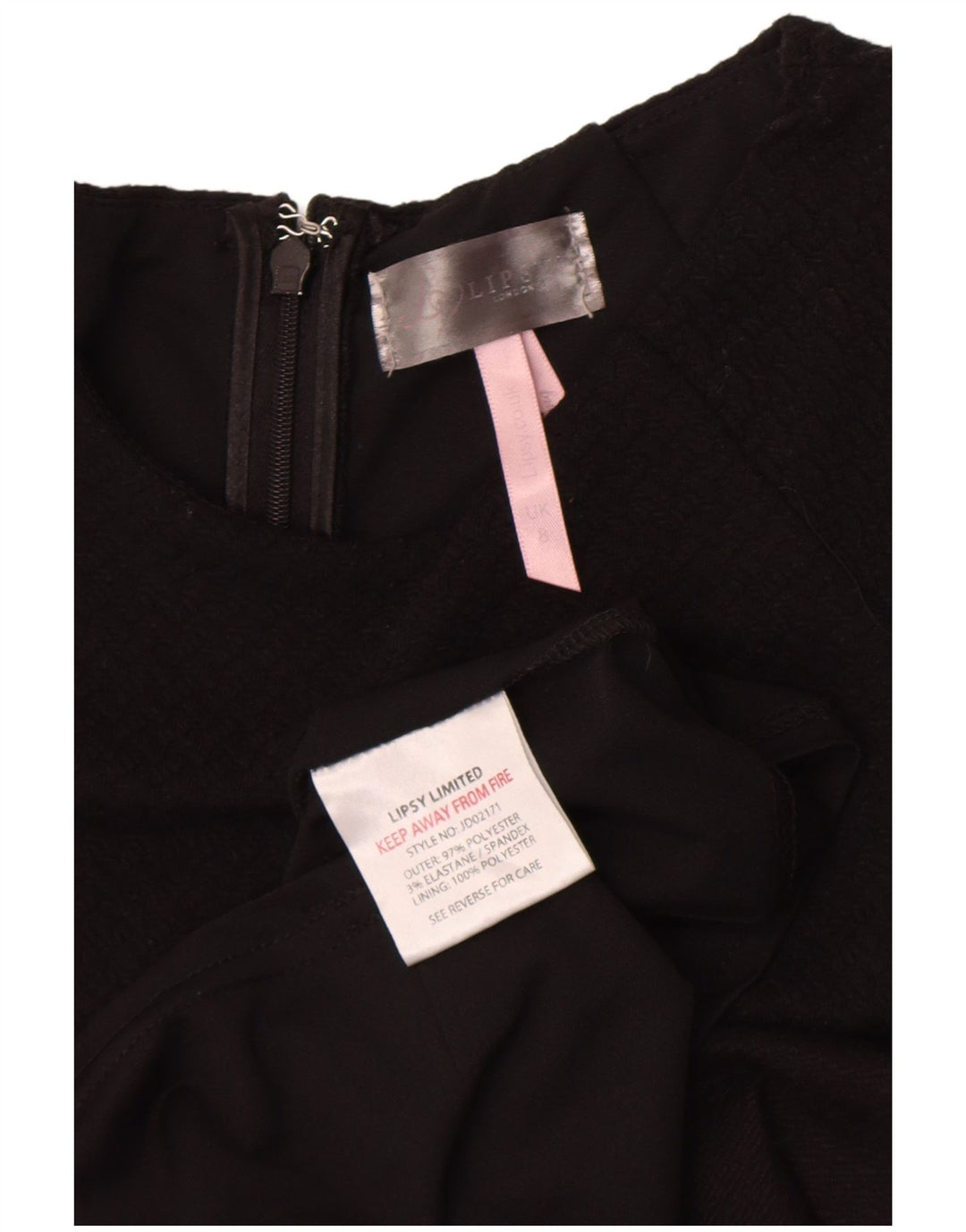 Lipsy Womens Peplum Dress UK 8 Small Black Polyester