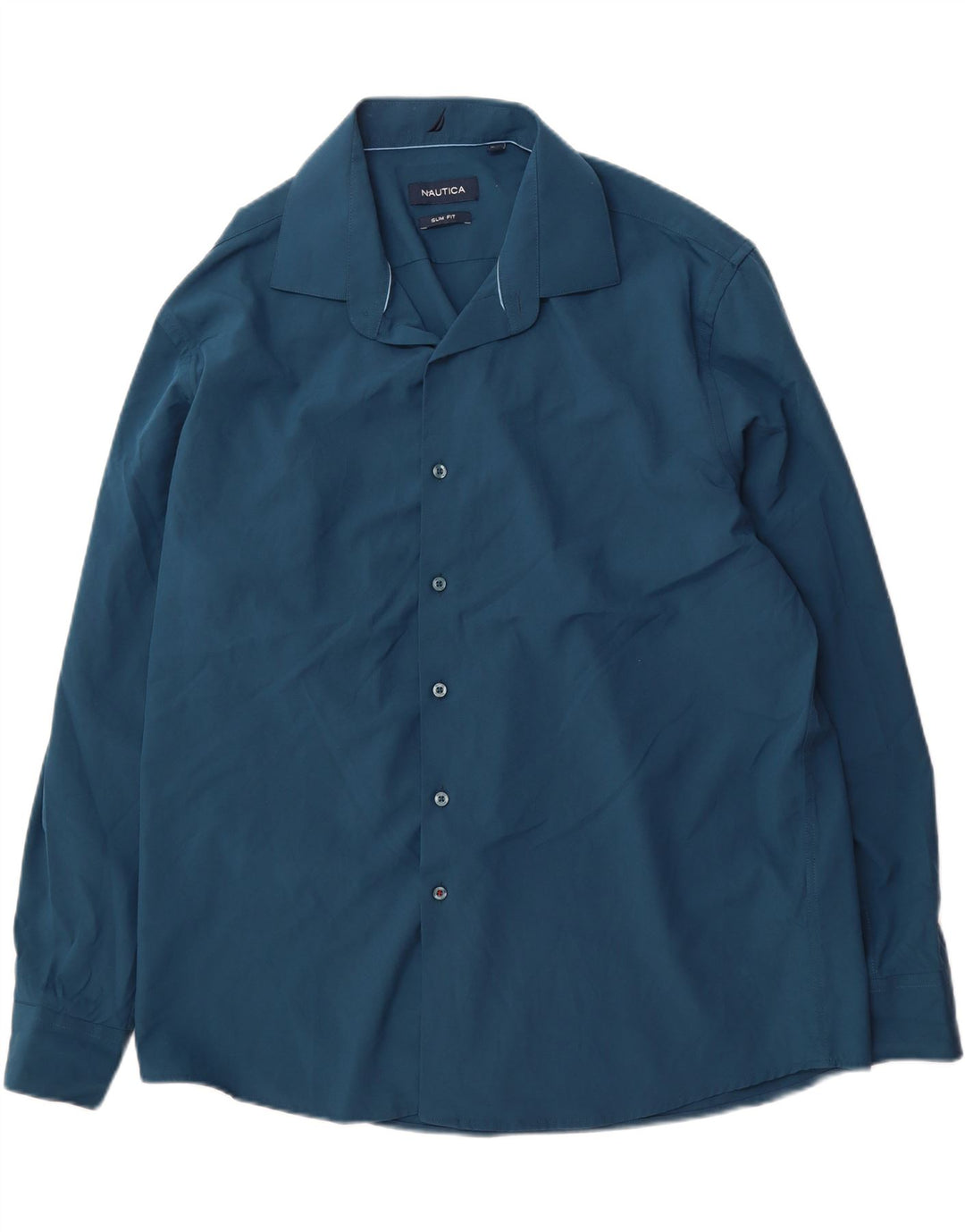 NAUTICA Mens Slim Fit Shirt Size 16 1/2 Large Blue Polyester