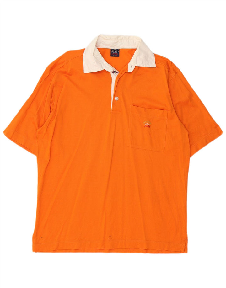 PAUL & SHARK Mens Rugby Polo Shirt Medium Orange