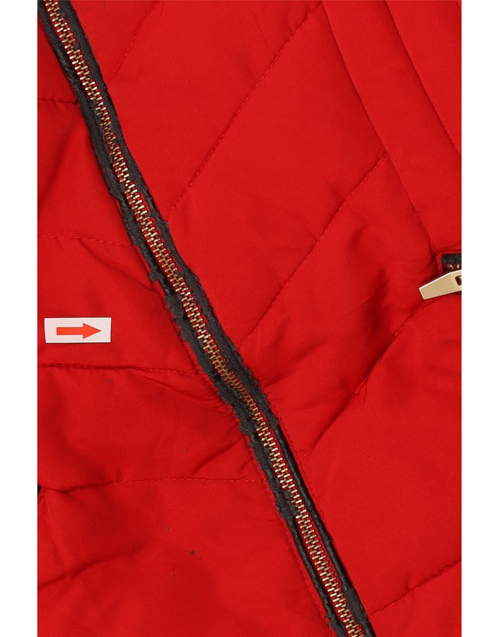 Zara Womens Hooded Padded Jacket UK 6 XS Red Polyester