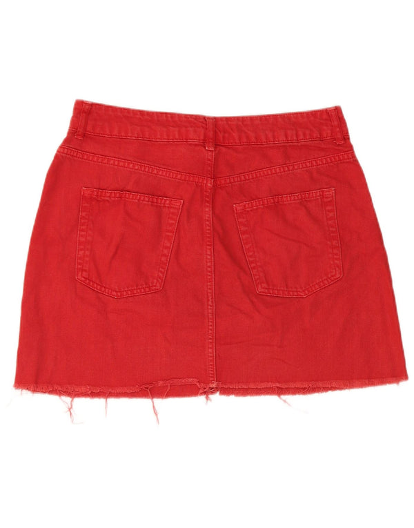 Fusta mini denim Topshop pentru femei UK 12 Medium W28 Bumbac roșu