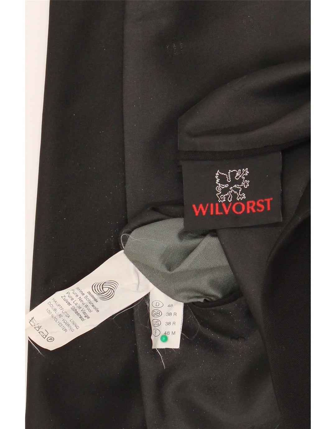 Jaqueta blazer masculina Wilvorst com 1 botão Reino Unido 38 médio preto lã nova