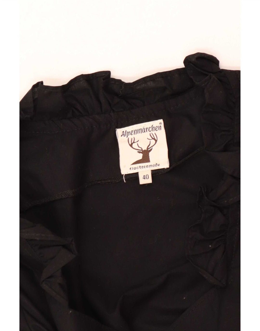 Alpenmarchen Γυναικεία μπλούζα με βολάν μπροστά Crop Top EU 40 Medium Black