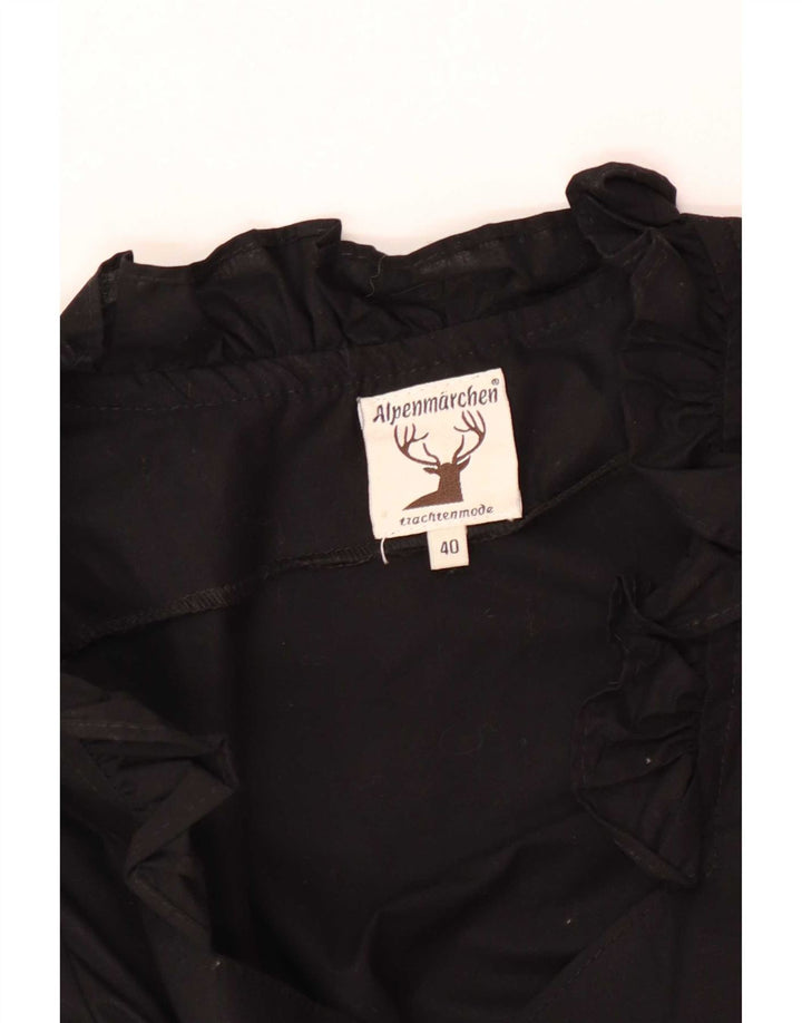Alpenmarchen Γυναικεία μπλούζα με βολάν μπροστά Crop Top EU 40 Medium Black