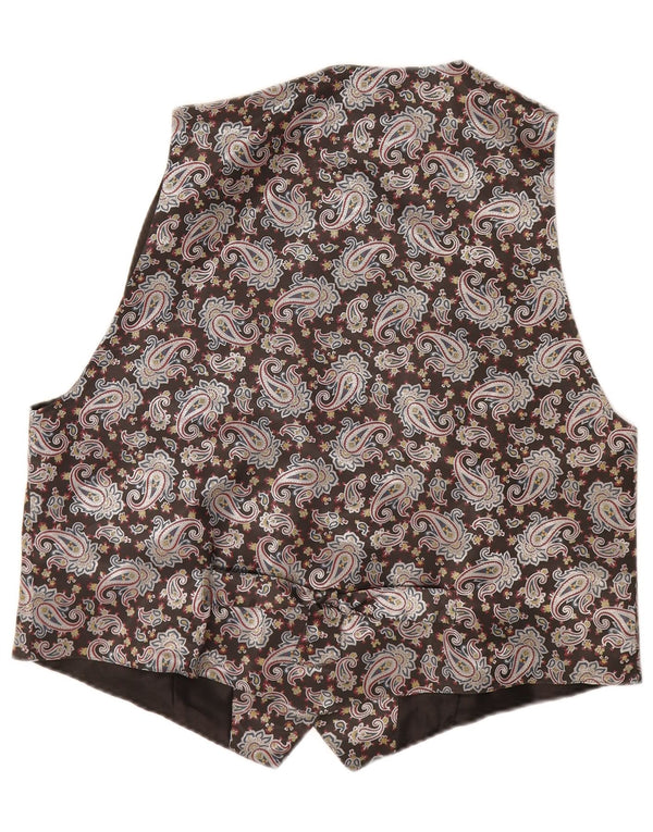 Vintage Womens Waistcoat IT 50 XL Grey Paisley Viscose