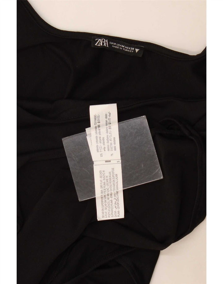 Zara Womens Bodysuit UK 12 Medium Black Polyamide