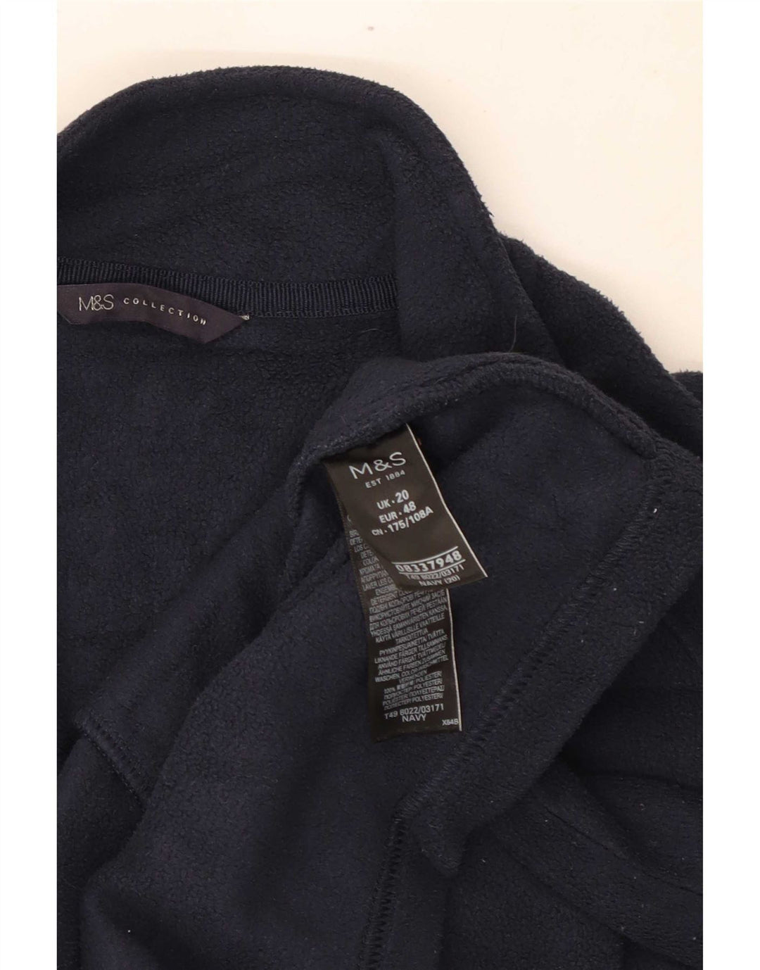 Marks & Spencer Womens Fleece Jacket UK 20 2XL Navy Blue Polyester