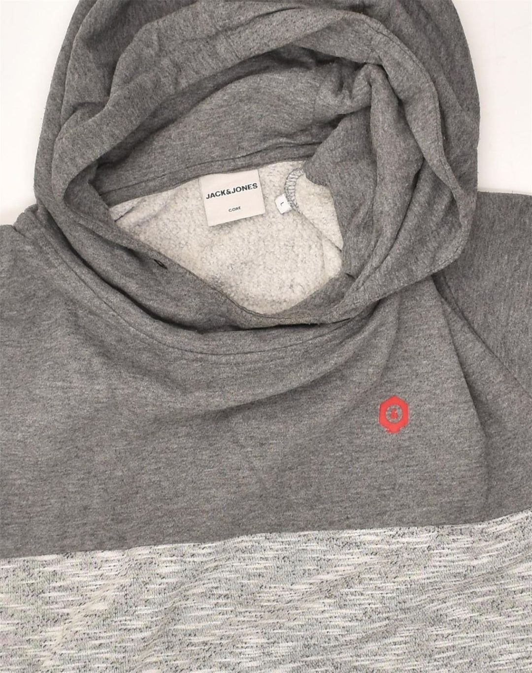 JACK & JONES Mens Hoodie Jumper Large Grey Colourblock Polyester | Vintage Jack & Jones | Thrift | Second-Hand Jack & Jones | Used Clothing | Messina Hembry 
