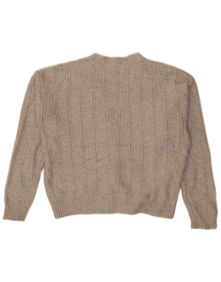 Marks & Spencer Womens Crop Cardigan Sweater UK 14 Medium Beige Polyester