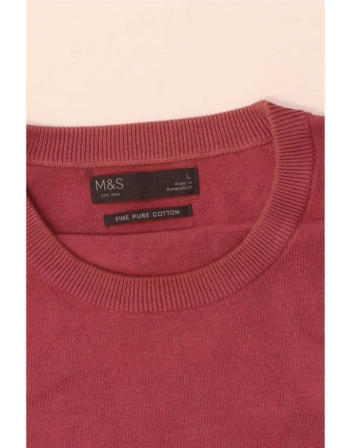 Marks & Spencer Mens Crew Neck Jumper Sweater Large Red Cotton