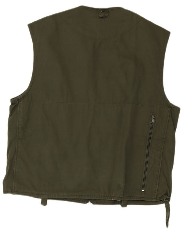 Vintage Mens Utility Gilet IT 52 XL Green Cotton