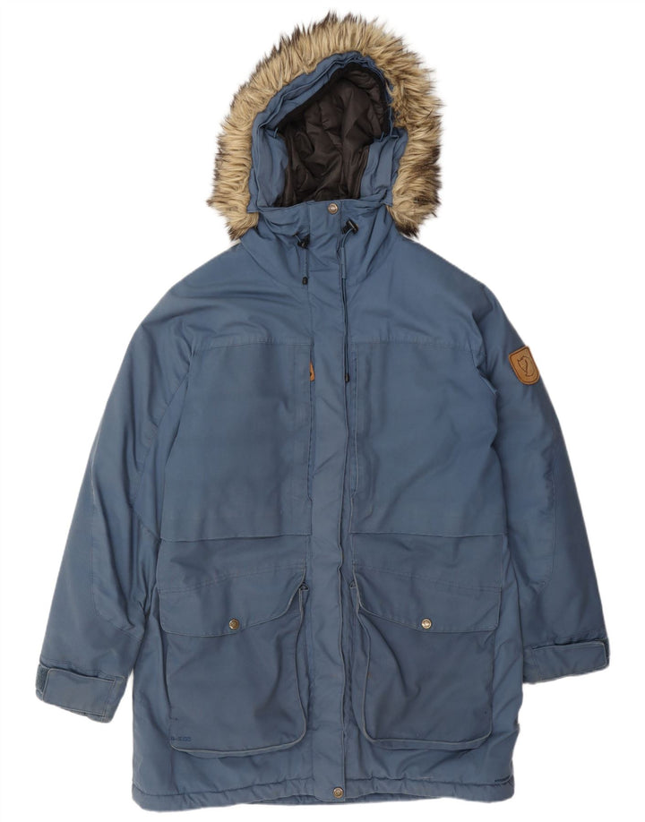 Fjall Raven Womens Hooded Parka Jacket UK 16 Large Blue Polyamide