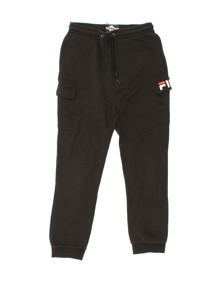 FILA Boys Cargo Tracksuit Trousers Joggers 13-14 Years Black Polyester Vintage Fila and Second-Hand Fila from Messina Hembry 