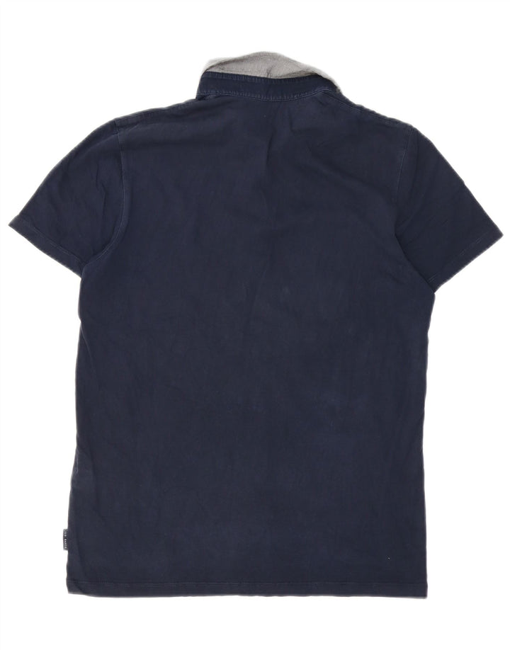 Ted Baker Mens Polo Shirt Size 3 Medium Navy Blue Cotton