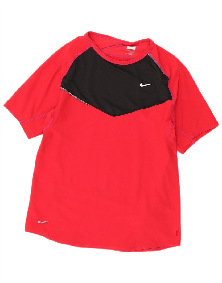 Nike T-shirt top til mænd UK 39/41 Medium Rød Colourblock Polyester