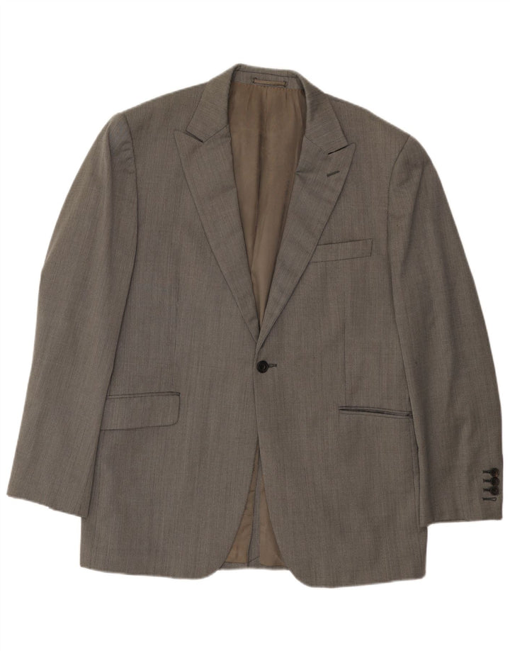 Aquascutum Herre 1-knaps blazerjakke UK 44 2XL Grå sildebensuld