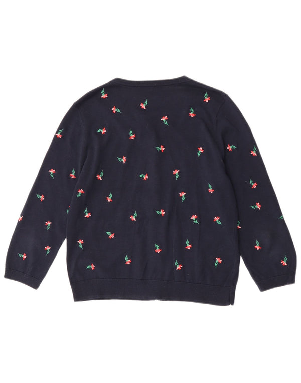 Laura Ashley Womens Cardigan Sweater UK 12 Medium Navy Blue Floral