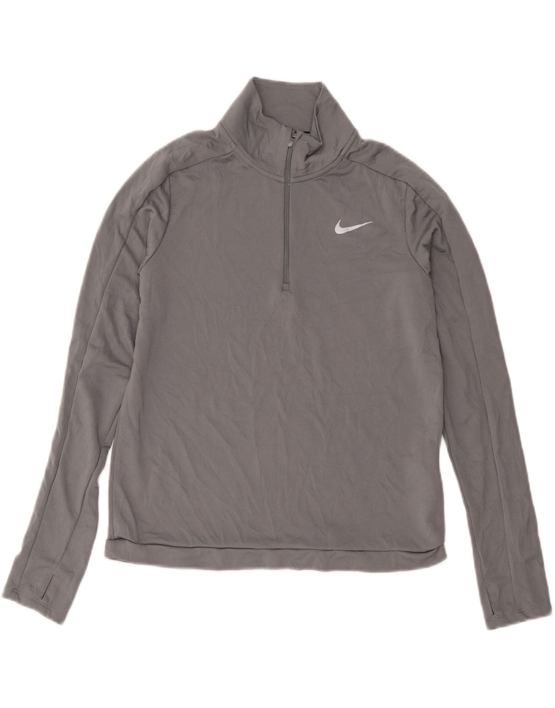 Nike Haut de survêtement à col zippé Dri Fit pour femme UK 12 Gris moyen