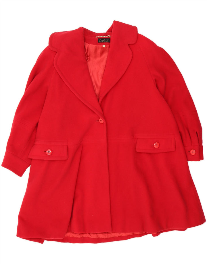 CAGLI Womens Oversized Overcoat EU 42 Large Red Virgin Wool Vintage Cagli and Second-Hand Cagli from Messina Hembry 