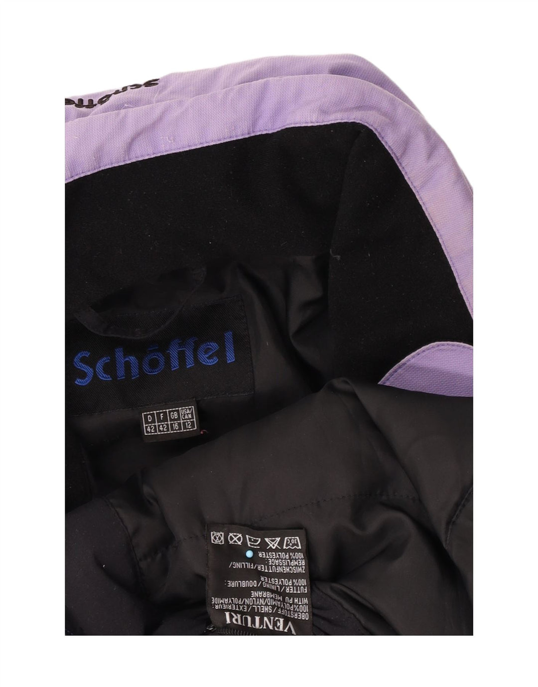 Schoffel Womens Hooded Ski Jacket UK 16 Large Purple Polyamide