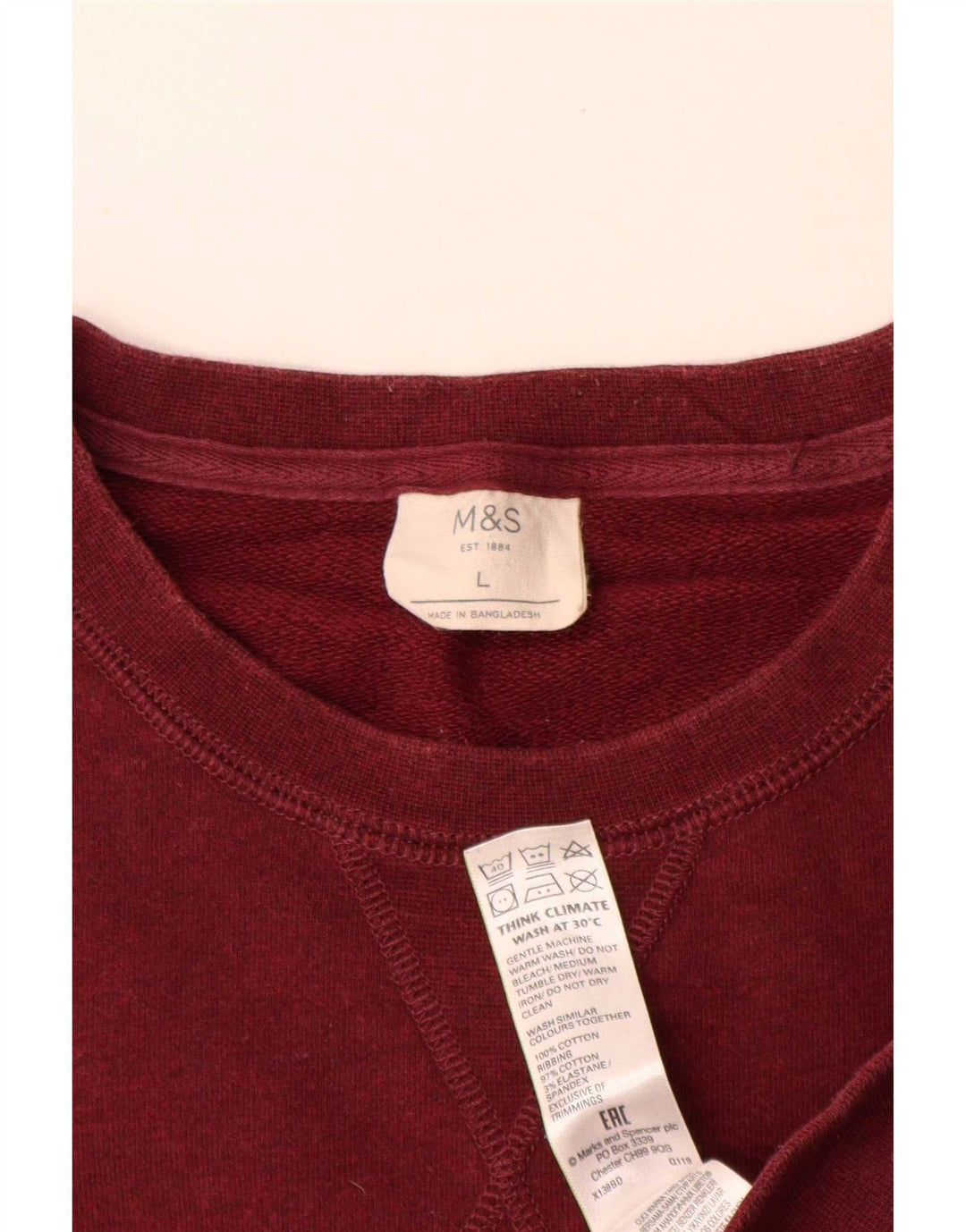 Marks & Spencer Męski sweter bluzowy, duży, bordowy, bawełniany