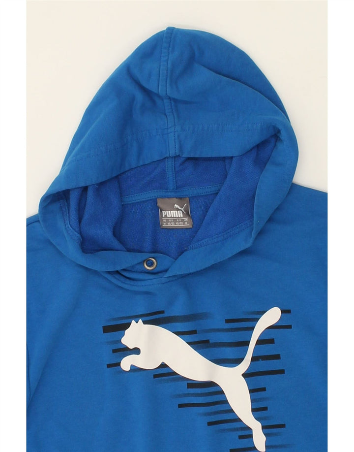 PUMA Mens Graphic Hoodie Jumper Medium Blue Cotton Vintage Puma and Second-Hand Puma from Messina Hembry 