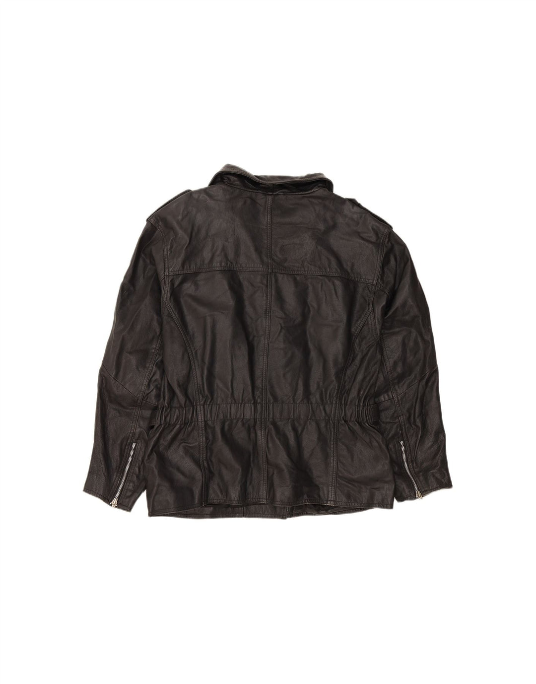 FRONT LINE Womens Leather Biker Jacket UK 14 Medium Black Leather Vintage Front Line and Second-Hand Front Line from Messina Hembry 