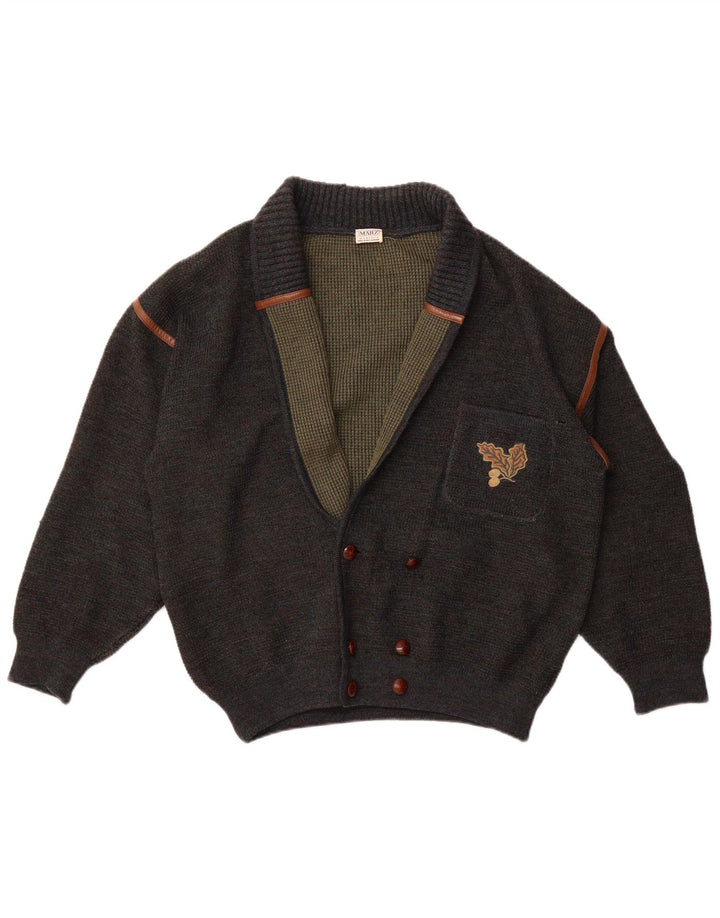 Marz Mens Double Breasted Cardigan Sweater EU 52 Large Grey Flecked Wool