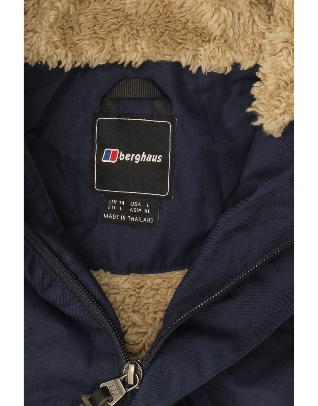 BERGHAUS Womens Hooded Windbreaker Jacket UK 14 Large Navy Blue Polyester Vintage Berghaus and Second-Hand Berghaus from Messina Hembry 