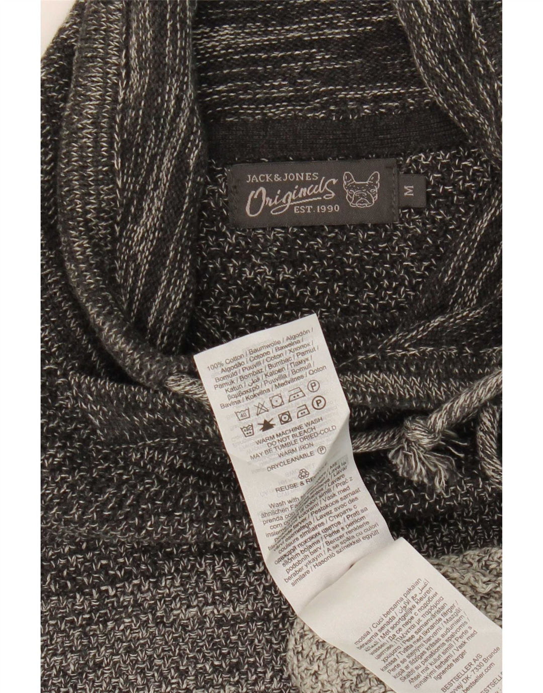 Jack & Jones Mens Roll Neck Jumper Sweater Medium Grey Colourblock Cotton