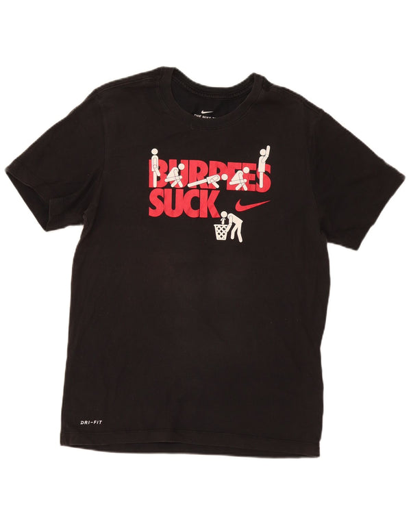 Nike Mens Dri Fit Graphic T-Shirt Top Small Black Cotton