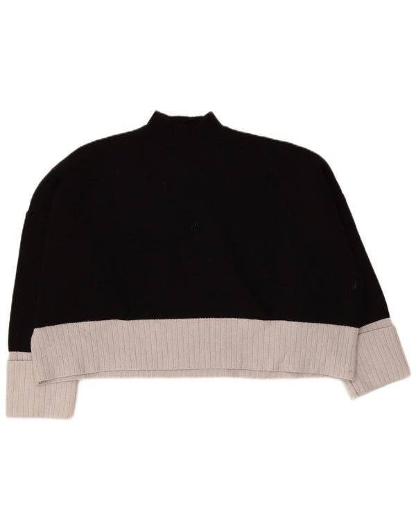 Zara Womens Crop Turtle Neck Jumper Sweater UK 20 2XL Sort Colourblock