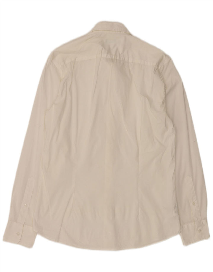 Benetton Mens Shirt Medium Off White Cotton