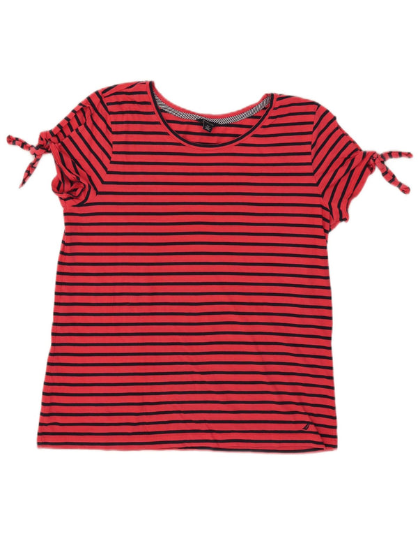Nautica Damen T-Shirt Top UK 18 XL Rot gestreift