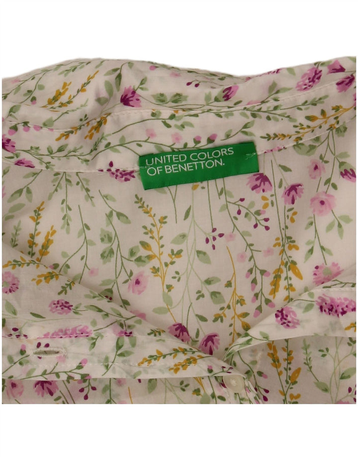 BENETTON Womens Shirt UK 14 Medium White Floral