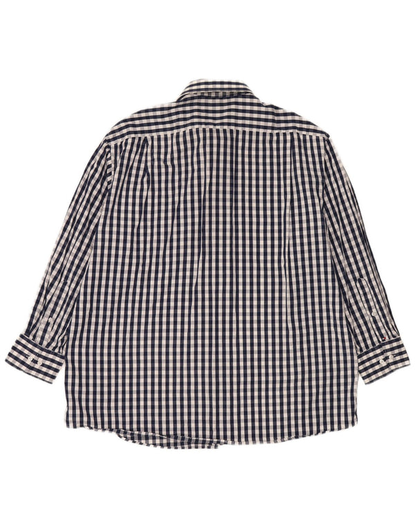 Tommy Hilfiger Mens Regular Fit Shirt Size 17 1/2 XL Navy Blue Gingham