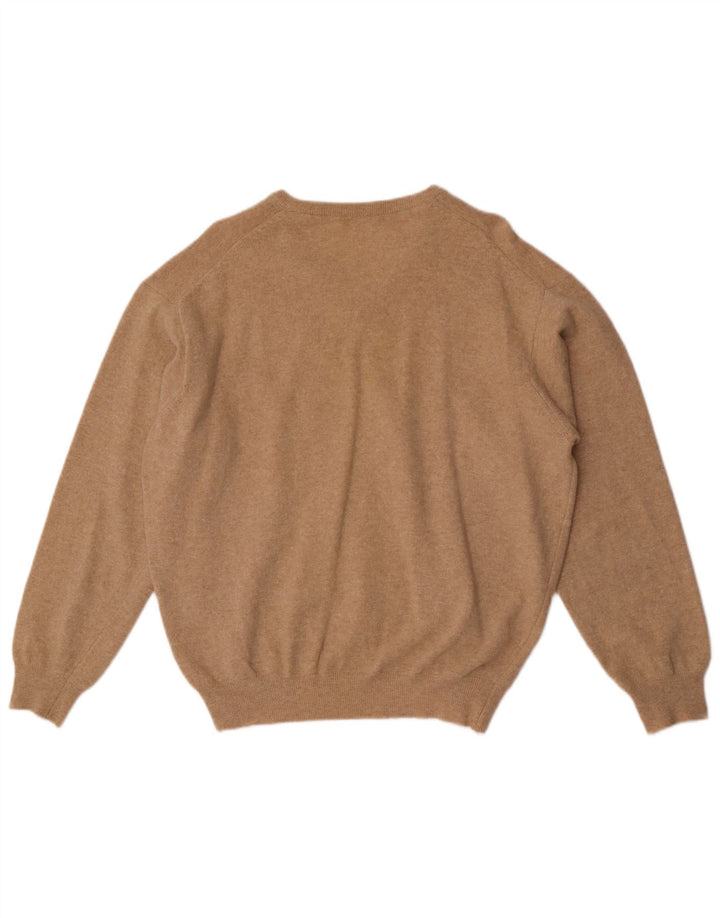 Sisley Mens V-Neck Jumper Sweater Large Brown